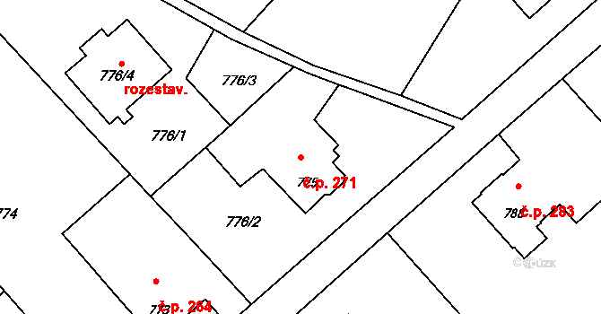 Suchdol nad Odrou 271 na parcele st. 775 v KÚ Suchdol nad Odrou, Katastrální mapa