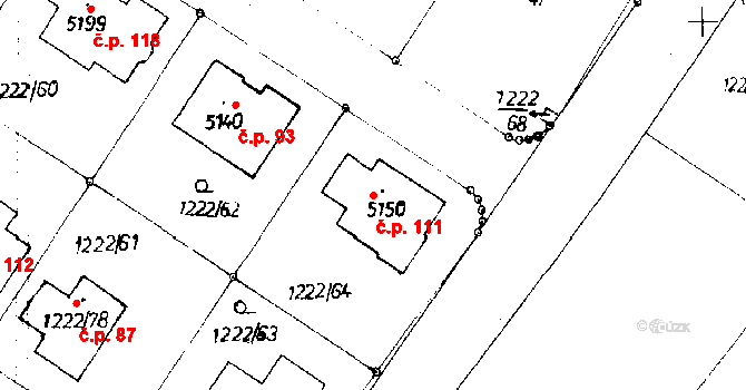 Poděbrady V 111, Poděbrady na parcele st. 5150 v KÚ Poděbrady, Katastrální mapa