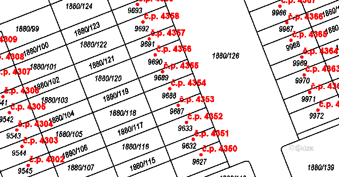 Hodonín 4354 na parcele st. 9688 v KÚ Hodonín, Katastrální mapa