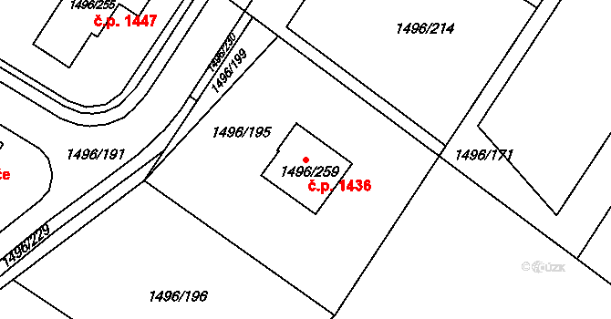 Bylnice 1436, Brumov-Bylnice na parcele st. 1496/259 v KÚ Bylnice, Katastrální mapa