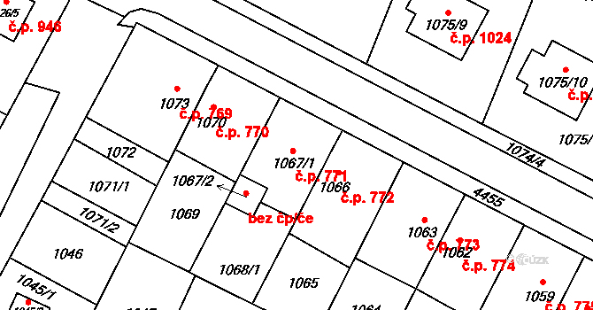 Chotěboř 771 na parcele st. 1067/1 v KÚ Chotěboř, Katastrální mapa