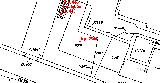 Cheb 2846 na parcele st. 8066 v KÚ Cheb, Katastrální mapa