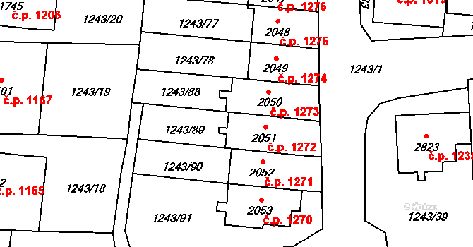 Lipník nad Bečvou I-Město 1272, Lipník nad Bečvou na parcele st. 2051 v KÚ Lipník nad Bečvou, Katastrální mapa