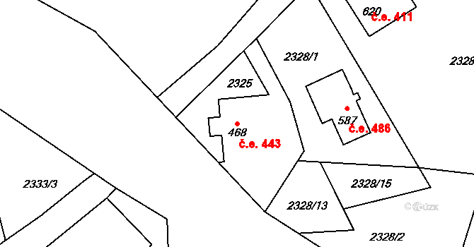 Antonínov 443, Josefův Důl na parcele st. 468 v KÚ Antonínov, Katastrální mapa