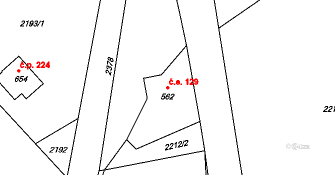 Alšovice 129, Pěnčín na parcele st. 562 v KÚ Alšovice, Katastrální mapa