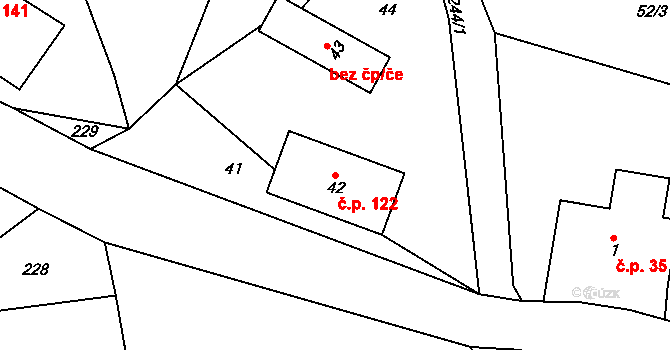 Haratice 122, Plavy na parcele st. 42 v KÚ Haratice, Katastrální mapa