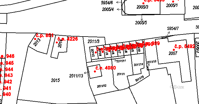 Jihlava 994 na parcele st. 2011/4 v KÚ Jihlava, Katastrální mapa