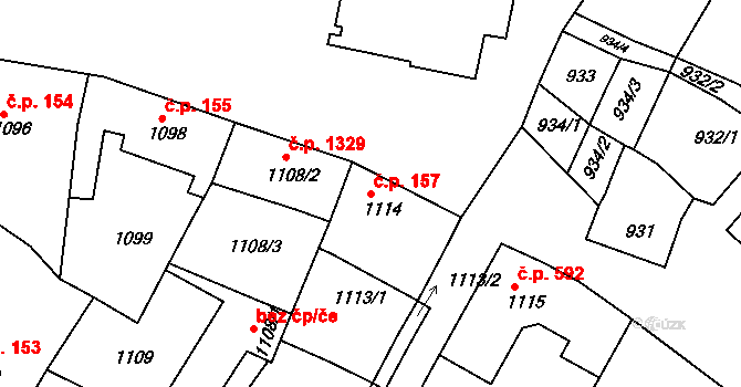 Ratíškovice 157 na parcele st. 1114 v KÚ Ratíškovice, Katastrální mapa