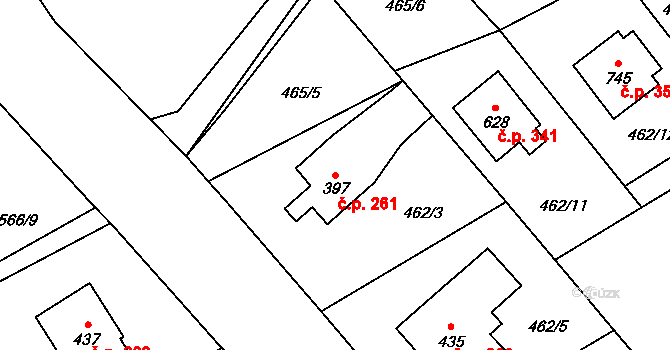 Lučina 261 na parcele st. 397 v KÚ Lučina, Katastrální mapa