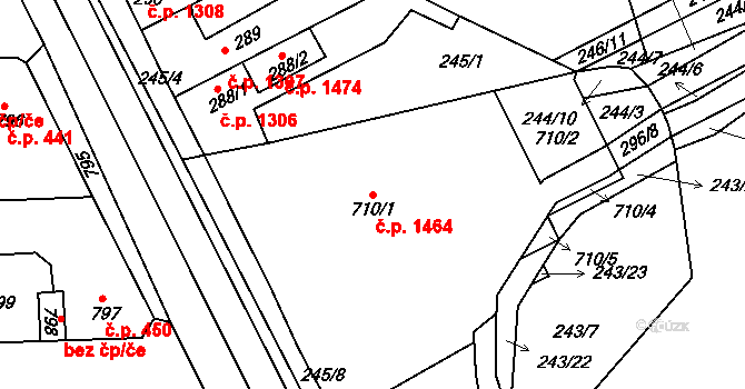 Švermov 1464, Kladno na parcele st. 710/1 v KÚ Hnidousy, Katastrální mapa