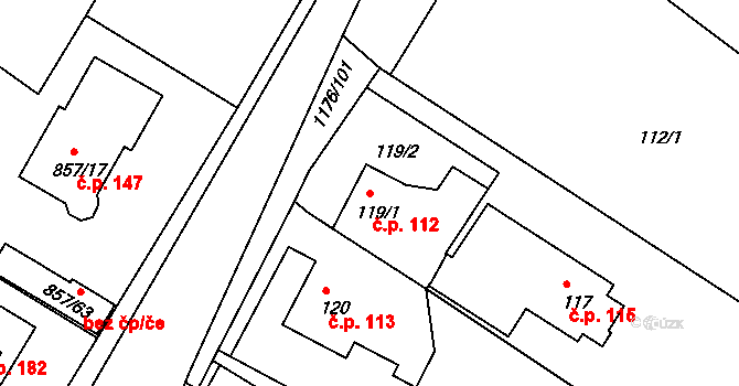Holubov 112 na parcele st. 119/1 v KÚ Holubov, Katastrální mapa