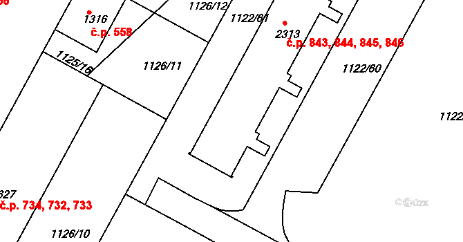 Valdické Předměstí 843,844,845,846, Jičín na parcele st. 2313 v KÚ Jičín, Katastrální mapa