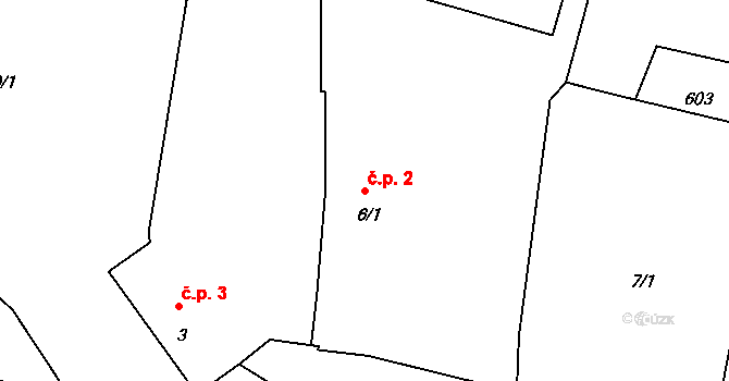 Nítovice 2, Kardašova Řečice na parcele st. 6/1 v KÚ Nítovice, Katastrální mapa