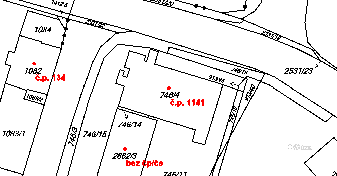 Nový Bohumín 1141, Bohumín na parcele st. 746/4 v KÚ Nový Bohumín, Katastrální mapa