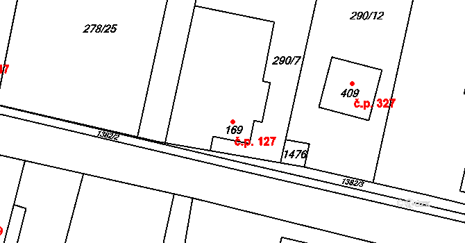 Nová Ves 127, Frýdlant nad Ostravicí na parcele st. 169 v KÚ Nová Ves u Frýdlantu nad Ostravicí, Katastrální mapa