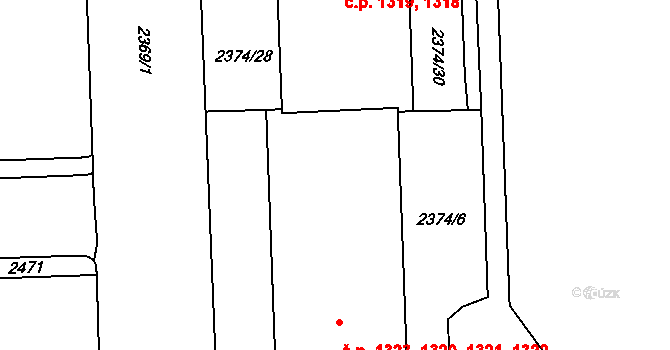 Chodov 1320,1321,1322,1323, Praha na parcele st. 2499 v KÚ Chodov, Katastrální mapa