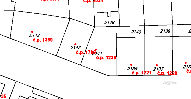 Smíchov 1238, Praha na parcele st. 2141 v KÚ Smíchov, Katastrální mapa