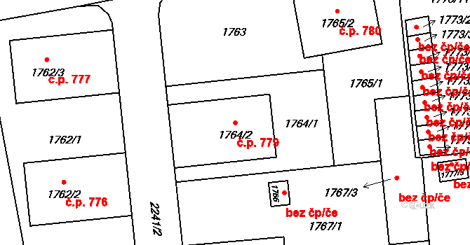Ruzyně 779, Praha na parcele st. 1764/2 v KÚ Ruzyně, Katastrální mapa