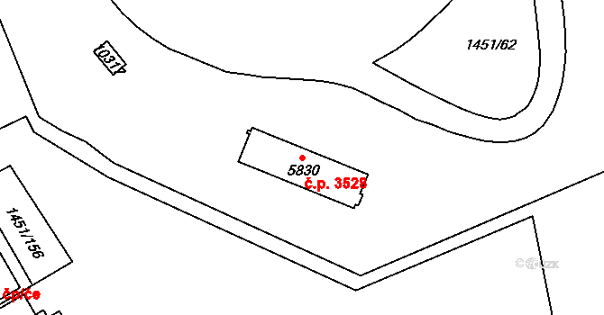 Hodonín 3528 na parcele st. 5830 v KÚ Hodonín, Katastrální mapa