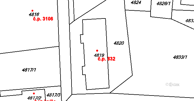 Česká Lípa 832 na parcele st. 4819 v KÚ Česká Lípa, Katastrální mapa