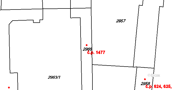 Česká Lípa 1477 na parcele st. 2965 v KÚ Česká Lípa, Katastrální mapa