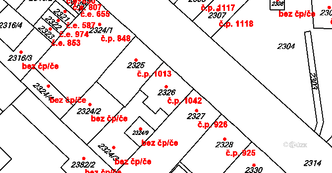 Chomutov 1042 na parcele st. 2326 v KÚ Chomutov I, Katastrální mapa