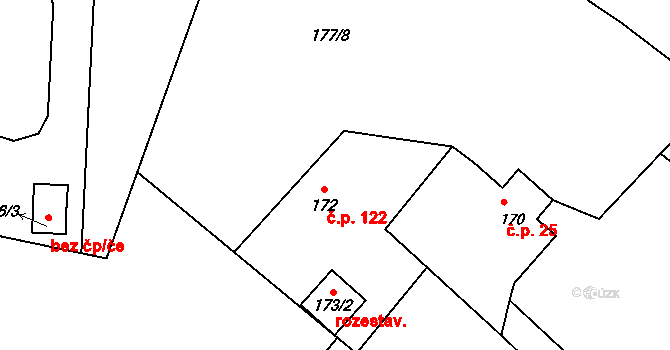 Liberec XX-Ostašov 122, Liberec na parcele st. 172 v KÚ Ostašov u Liberce, Katastrální mapa