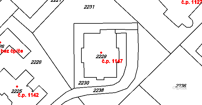 Vsetín 1147 na parcele st. 2229 v KÚ Vsetín, Katastrální mapa