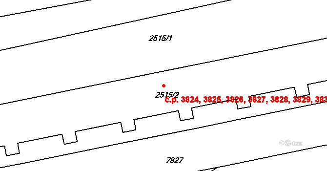 Prostějov 3824,3825,3826,3827, na parcele st. 2515/2 v KÚ Prostějov, Katastrální mapa