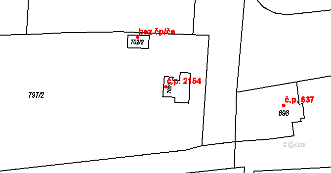 Hořice 2154 na parcele st. 702/1 v KÚ Hořice v Podkrkonoší, Katastrální mapa