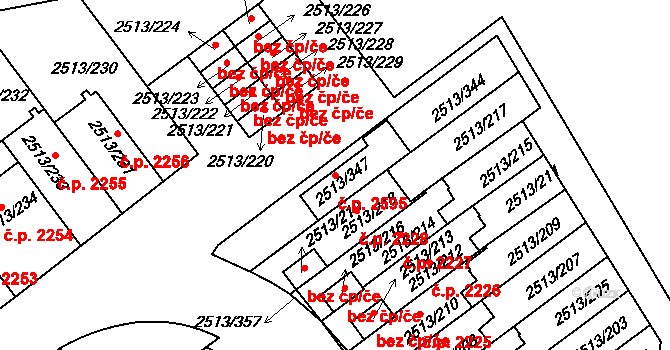 Dejvice 2595, Praha na parcele st. 2513/347 v KÚ Dejvice, Katastrální mapa