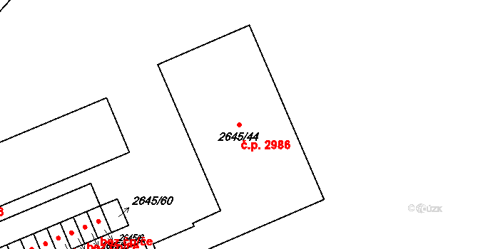 Přerov I-Město 2986, Přerov na parcele st. 2645/44 v KÚ Přerov, Katastrální mapa