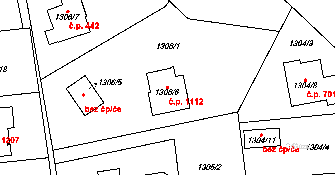 Bludovice 1112, Havířov na parcele st. 1306/6 v KÚ Bludovice, Katastrální mapa