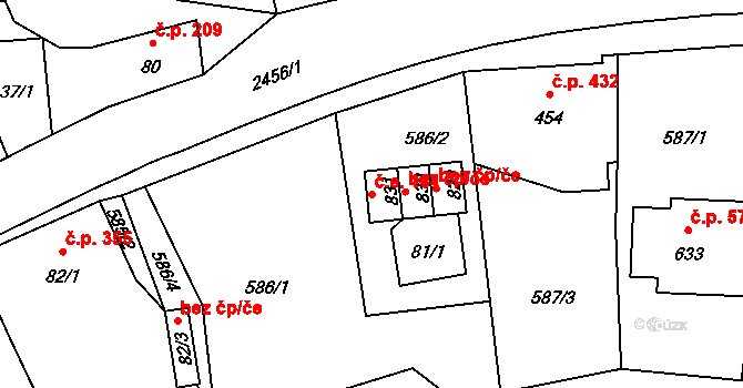 Lučany nad Nisou 181 na parcele st. 831 v KÚ Lučany nad Nisou, Katastrální mapa