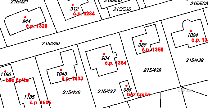 Rudná 1354 na parcele st. 984 v KÚ Hořelice, Katastrální mapa