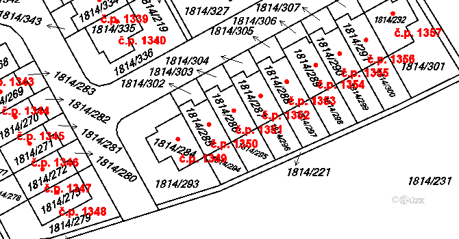 Uhříněves 1351, Praha na parcele st. 1814/286 v KÚ Uhříněves, Katastrální mapa