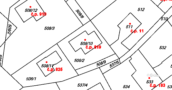 Kolovraty 819, Praha na parcele st. 508/10 v KÚ Kolovraty, Katastrální mapa