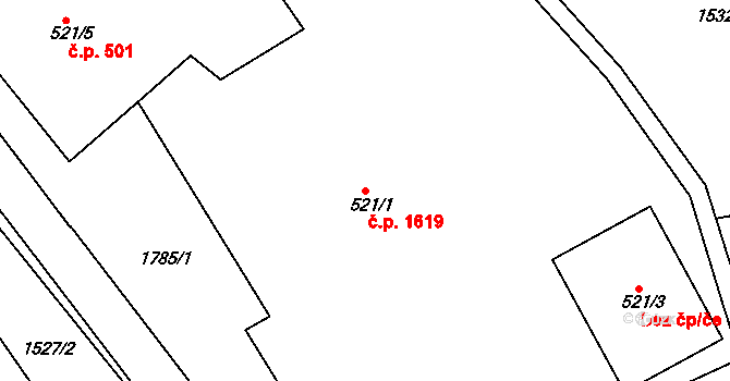 Vrchlabí 1619 na parcele st. 521/1 v KÚ Vrchlabí, Katastrální mapa