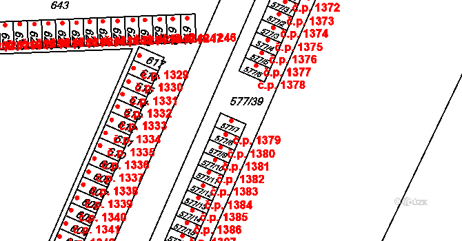 Klokoty 1379, Tábor na parcele st. 577/7 v KÚ Klokoty, Katastrální mapa
