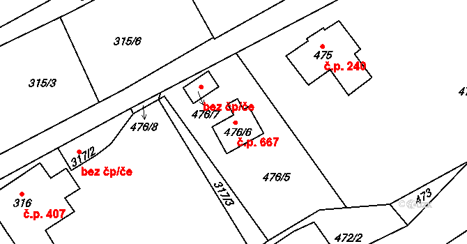 Desná II 667, Desná na parcele st. 476/6 v KÚ Desná II, Katastrální mapa