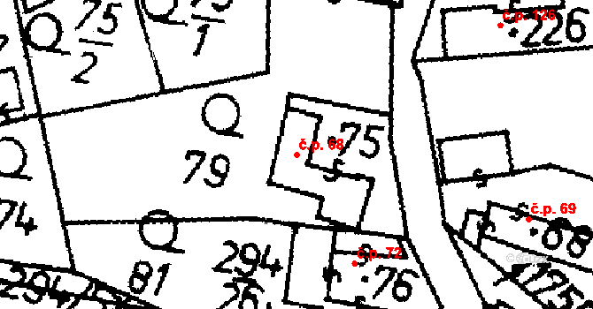Albrechtice nad Vltavou 68 na parcele st. 75 v KÚ Albrechtice nad Vltavou, Katastrální mapa