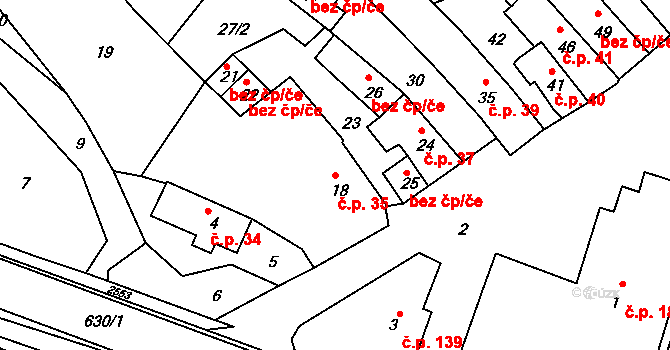 Bylnice 35, Brumov-Bylnice na parcele st. 18 v KÚ Bylnice, Katastrální mapa