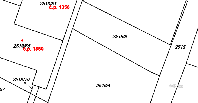 Mohelnice 1397 na parcele st. 2519/23 v KÚ Mohelnice, Katastrální mapa