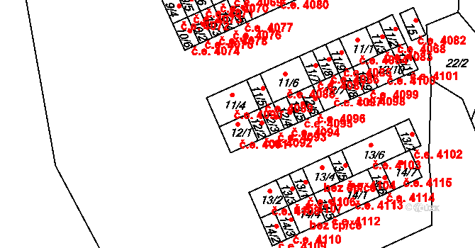 Kadaň 4091 na parcele st. 12/1 v KÚ Bystřice u Kadaně, Katastrální mapa