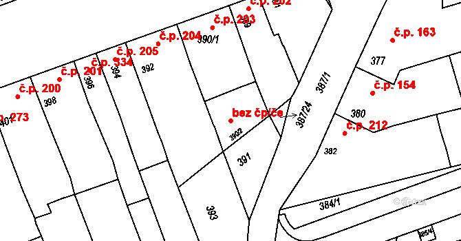 Žabčice 46101179 na parcele st. 390/2 v KÚ Žabčice, Katastrální mapa