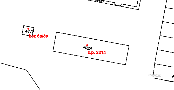 Uherský Brod 2214 na parcele st. 4039 v KÚ Uherský Brod, Katastrální mapa