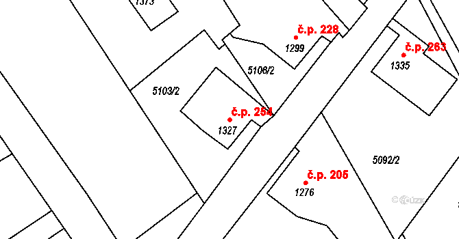 Filipov 254, Jiříkov na parcele st. 1327 v KÚ Filipov u Jiříkova, Katastrální mapa