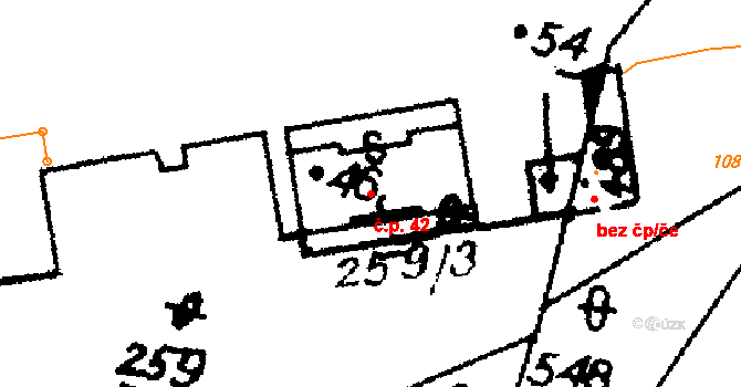 Stíčany 42, Hrochův Týnec na parcele st. 46 v KÚ Stíčany, Katastrální mapa