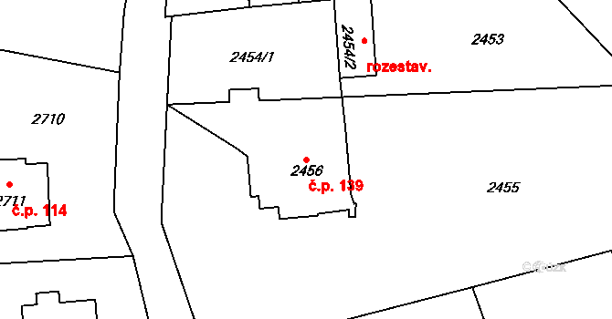 Dobřichovice 139 na parcele st. 2456 v KÚ Dobřichovice, Katastrální mapa