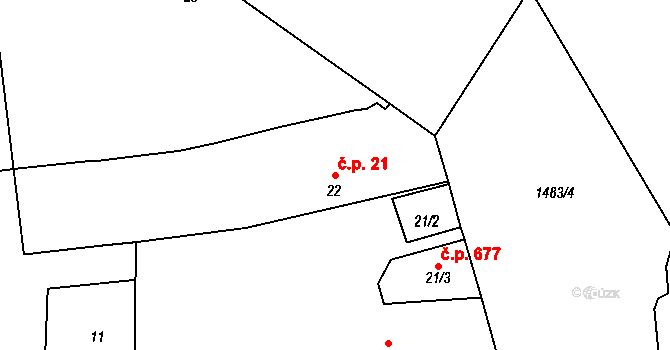 Holýšov 21 na parcele st. 22 v KÚ Holýšov, Katastrální mapa